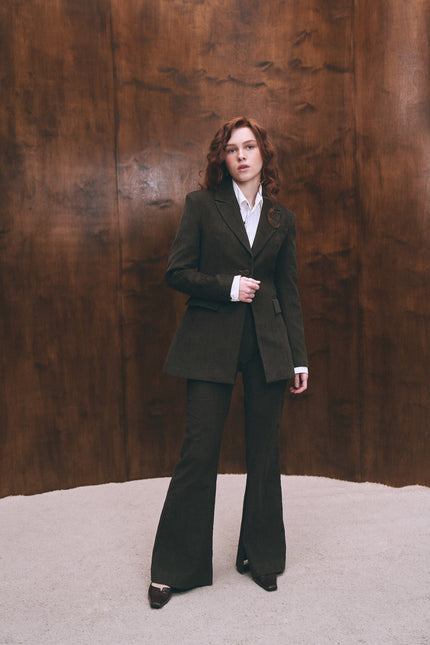 BÚDZIKO | SCARLETT HOURGLASS KHAKI BLAZER
