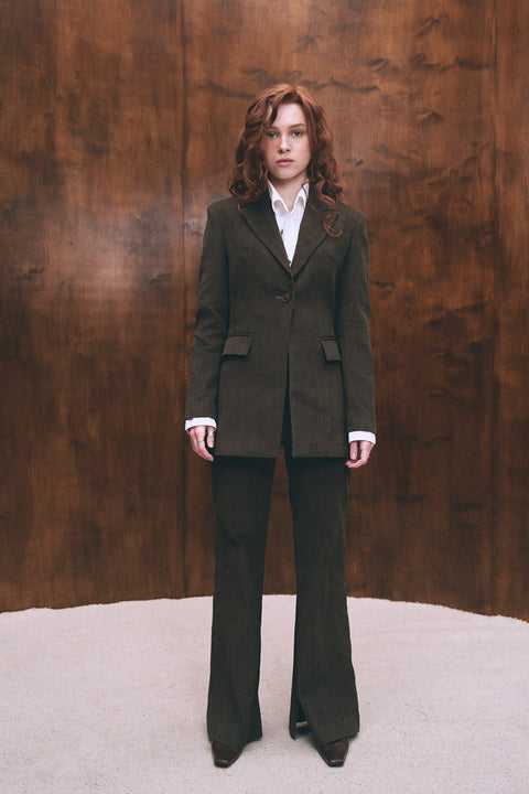 BÚDZIKO | SCARLETT HOURGLASS KHAKI BLAZER