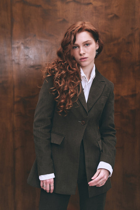 BÚDZIKO | SCARLETT HOURGLASS KHAKI BLAZER