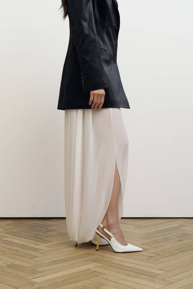 Kolosova | Milk Balloon Skirt With Draping