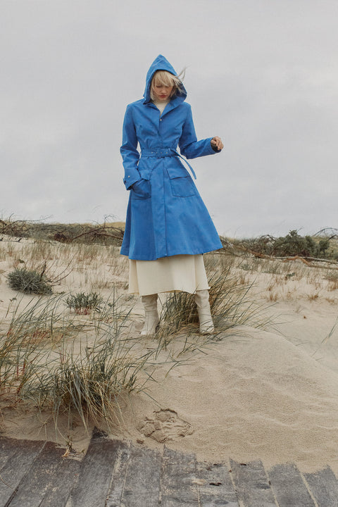 Ducktail Rainwear I OCEAN BLUE FLARE RAINCOAT - recycled materials