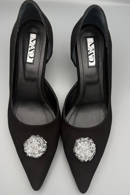 MAD about Diamond Mini 5 Pointed Toe Suede Leather in Black Color 