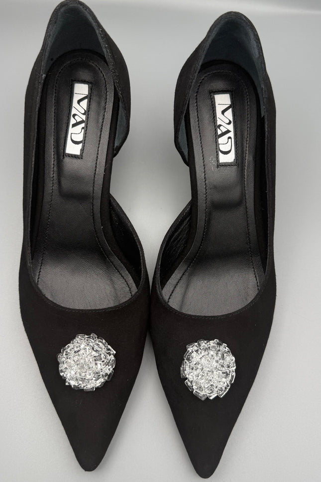 MAD about Diamond Mini 5 Pointed Toe Suede Leather in Black Color 