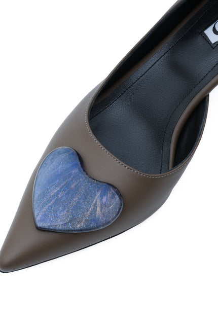 MAD Shoes pointed toe stilettos with handmade glass heart 24k gold
