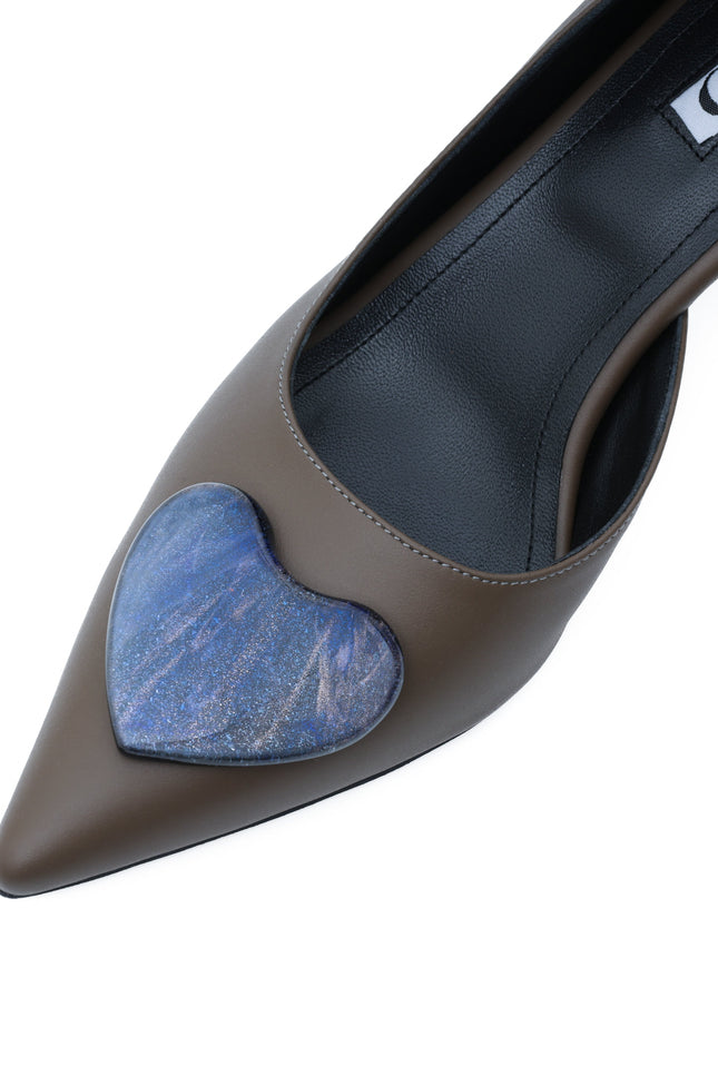 MAD Shoes pointed toe stilettos with handmade glass heart 24k gold