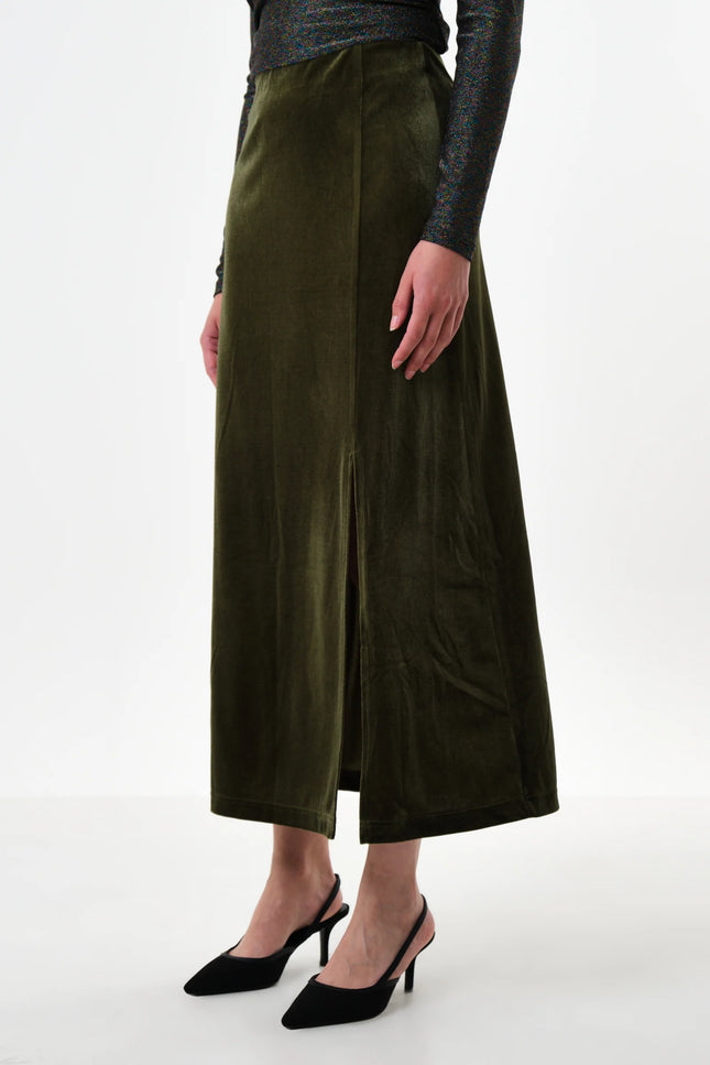 Mahee Velvet Midi Skirt - Sage - Detail 3