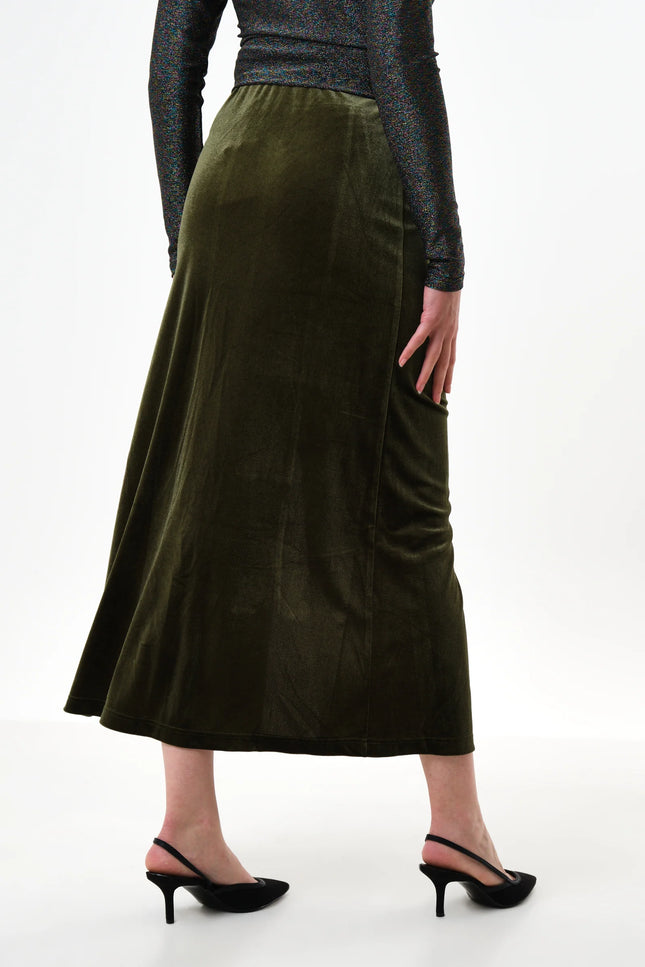 Mahee Velvet Midi Skirt - Sage - Detail 1