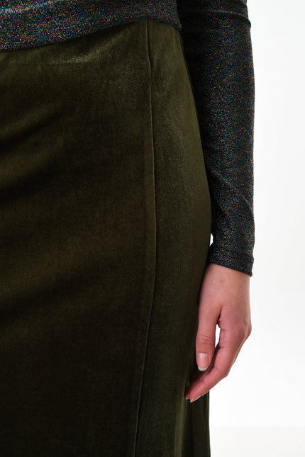 Mahee Velvet Midi Skirt - Sage - Detail 2