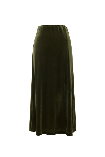 Mahee Velvet Midi Skirt - Sage - Styled