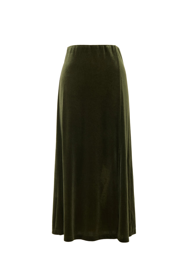 Mahee Velvet Midi Skirt - Sage - Styled