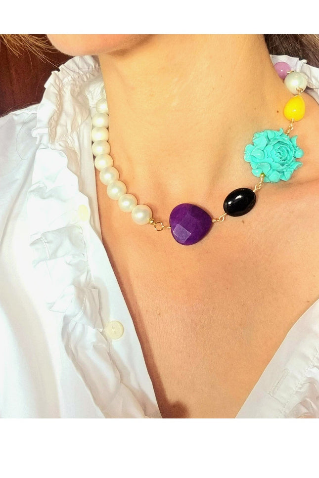 Maria Moyseos | Choker MARINA Pearl and Gemstone