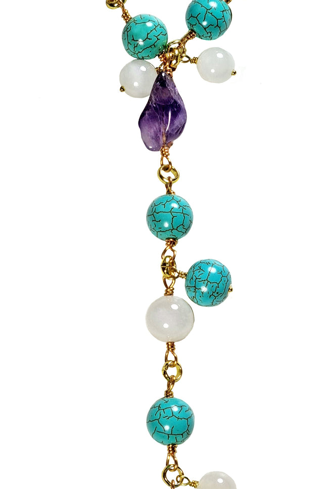 Maria Moyseos | Pendant Y MARKELLA Turquoise and Amethyst