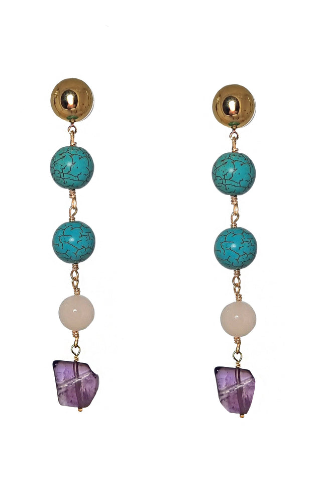Maria Moyseos | Drop Earrings MARKELLA Turquoise and Amethyst
