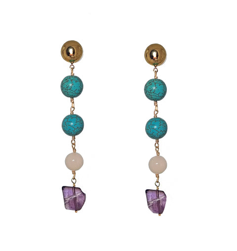 Maria Moyseos | Drop Earrings MARKELLA Turquoise and Amethyst