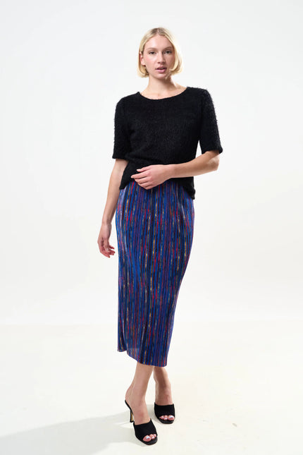 Maylis Abstract Print Pleat Midi Skirt - Detail 1