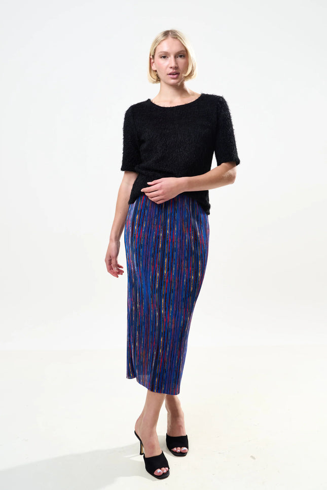 Maylis Abstract Print Pleat Midi Skirt - Detail 1