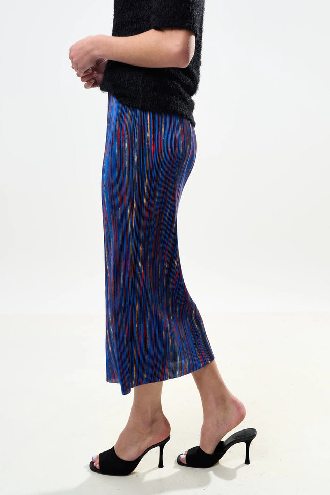 Maylis Abstract Print Pleat Midi Skirt - Detail 3
