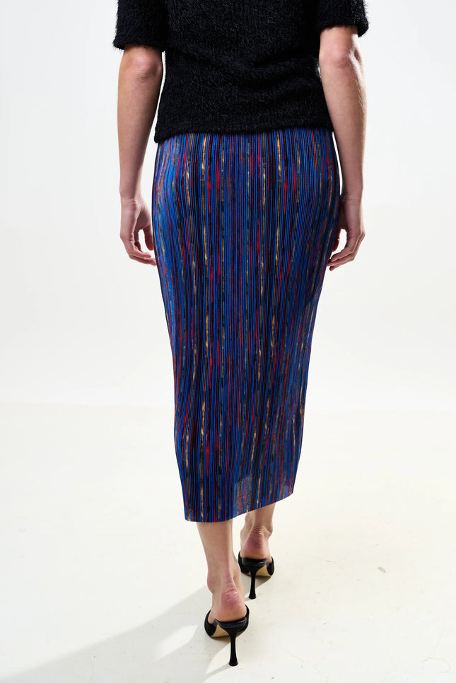 Maylis Abstract Print Pleat Midi Skirt - Back