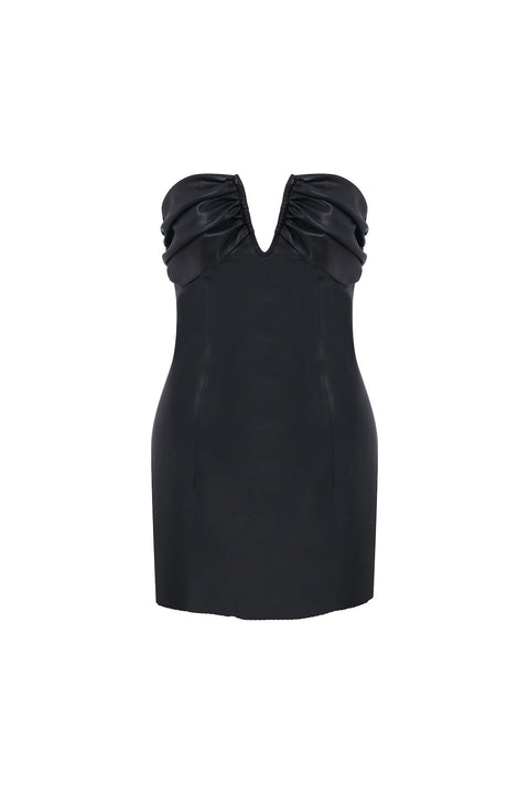 Nazli Ceren | Miora Mini Deri Elbise Siyah