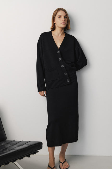 Women's black winter knitwear set
