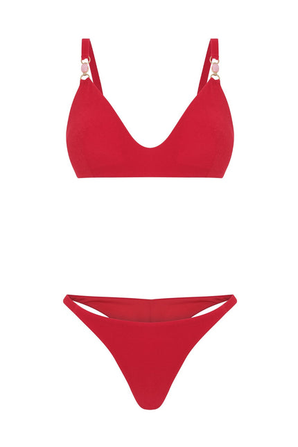MOVOM Manu Bralet Bikini, kırmızı, model üzerinde tam boy görünüm