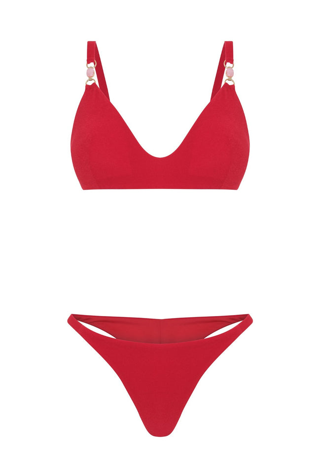 MOVOM Manu Bralet Bikini, kırmızı, model üzerinde tam boy görünüm