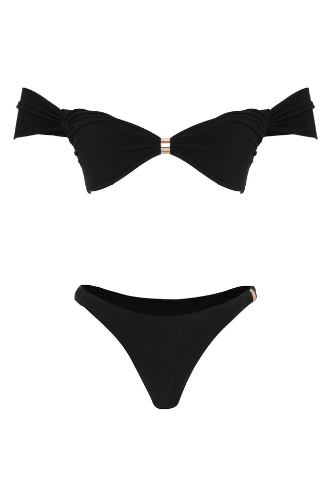 MOVOM Dominique Düşük Omuz Bikini, siyah, bikini altı detay