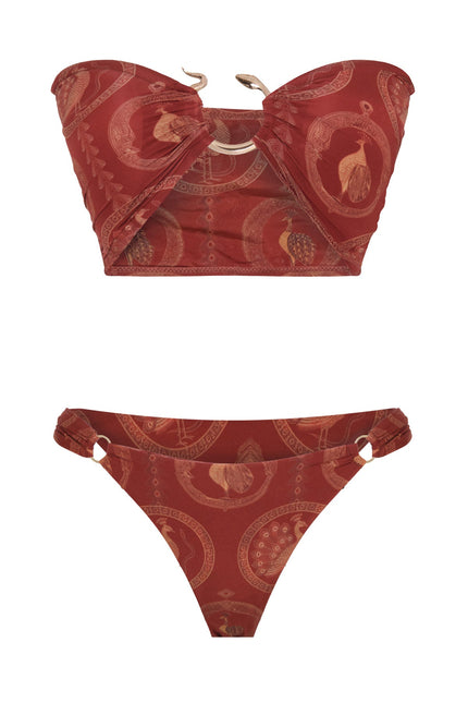 MOVOM Kaora Straplez Halkalı Bikini, kırmızı, model üzerinde tam boy görünüm
