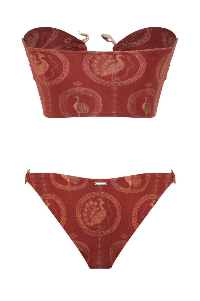 MOVOM Kaora Straplez Halkalı Bikini, kırmızı, kumaş doku yakın çekim