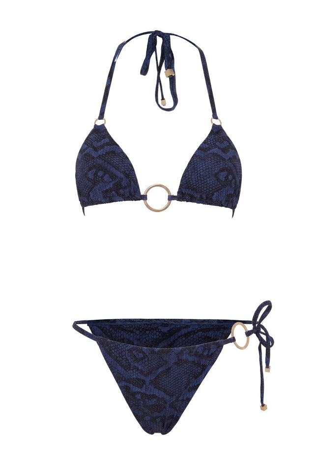 MOVOM Althea Üçgen Bikini, lacivert, model üzerinde tam boy görünüm