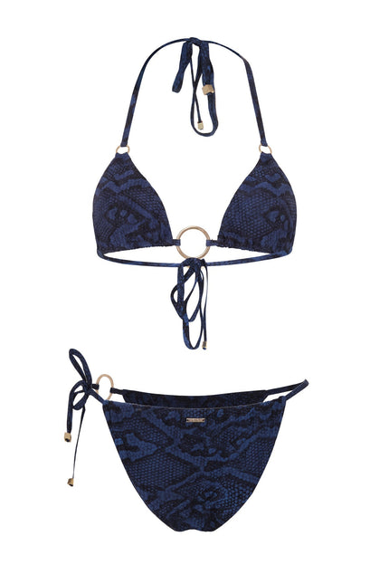 MOVOM Althea Üçgen Bikini, lacivert, bağlama detayı yakın çekim