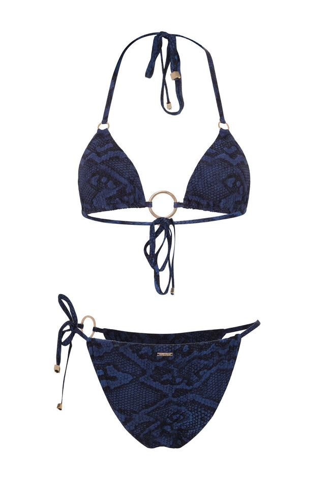 MOVOM Althea Üçgen Bikini, lacivert, bağlama detayı yakın çekim