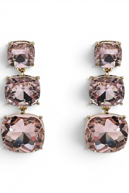 Michael Nash Jewelry | Mackenzie Triple Cushion Shape Light Rose Drop Earrings