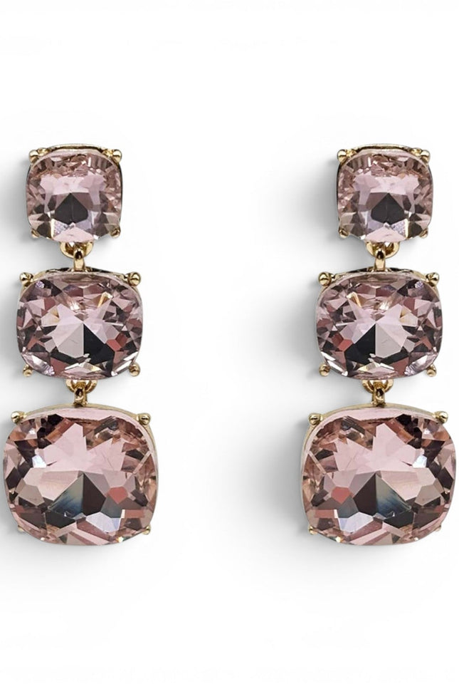 Michael Nash Jewelry | Kolczyki wiszące Mackenzie Triple Cushion Shape Light Rose