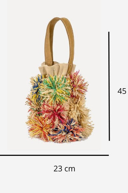 Entrudo | Torba bucket Lalim z kwiatami rafii