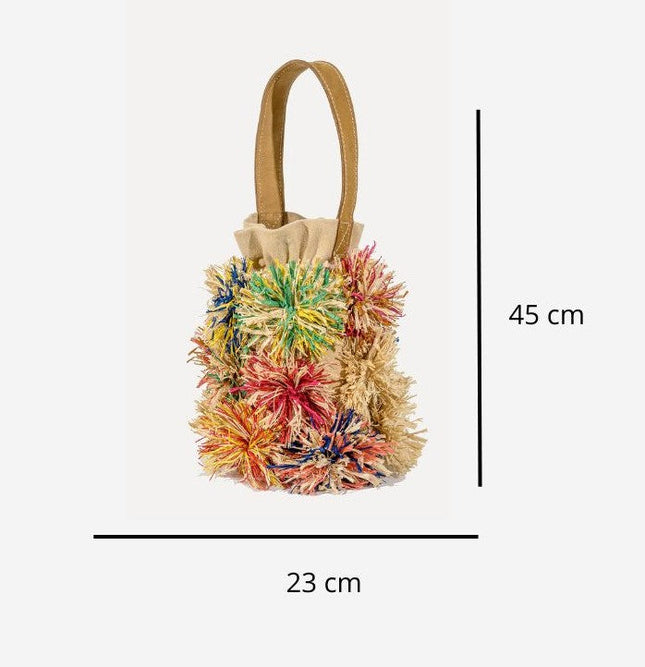 Entrudo | Lalim Bucket Bag with raffia flowers