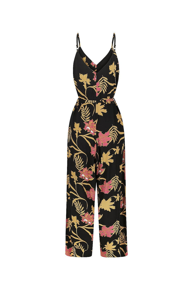 Violet Fish I Melody Jumpsuit - Mystery Gardenia Print Midnight Rose
