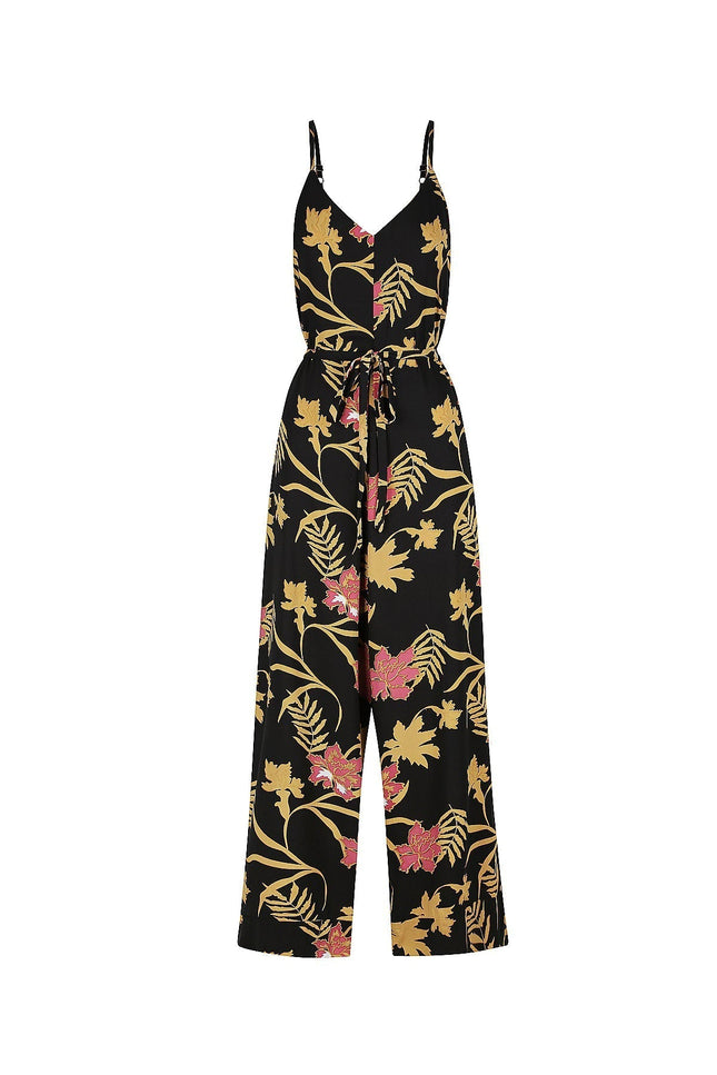 Violet Fish I Melody Jumpsuit - Mystery Gardenia Print Midnight Rose