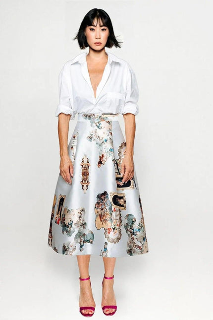 Midi-Length Skirt - Sicily Dirty White