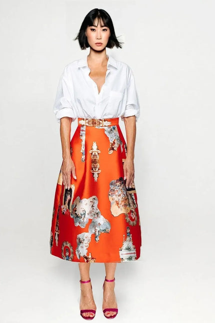 Knee-Length Skirt - Sicily Red
