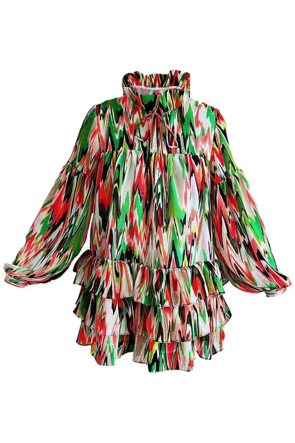 Mini Dress - Zigzag Green Orange