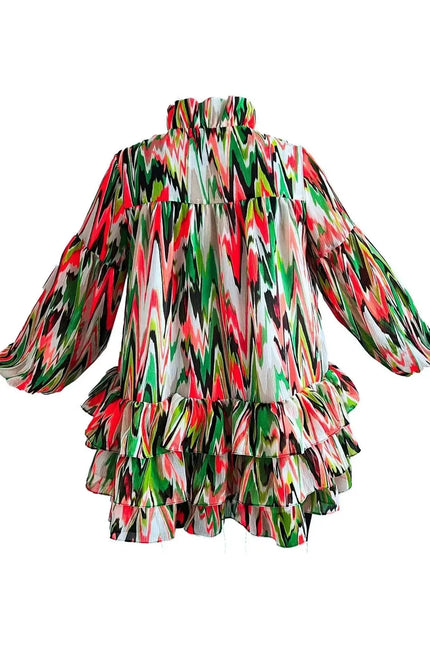 Mini Dress - Zigzag Green Orange