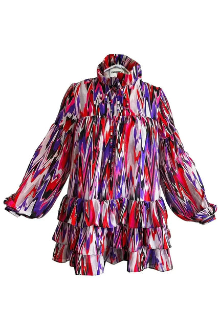 Mini Dress - Zigzag Purple Pink