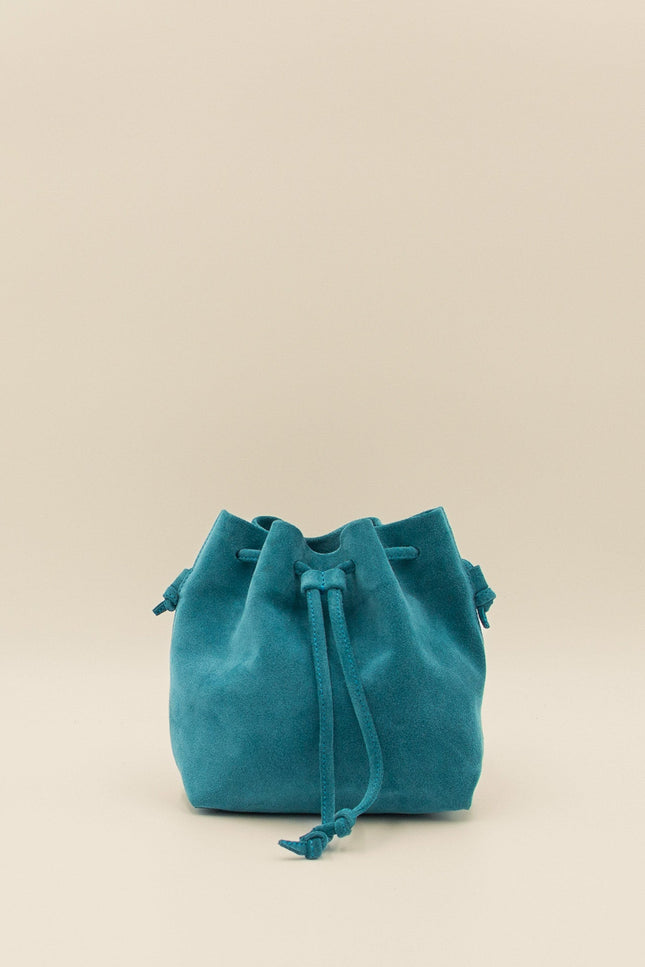 bolso de piel de ante mini dulse azul teal estudio