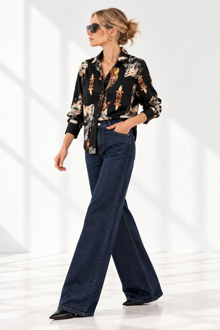 Printed Viscose Shirt – Sicily Black