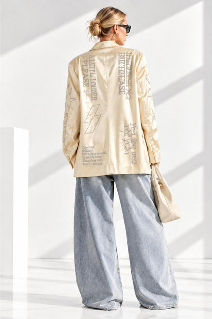 Swarovski Crystal Statement Blazer – Cream