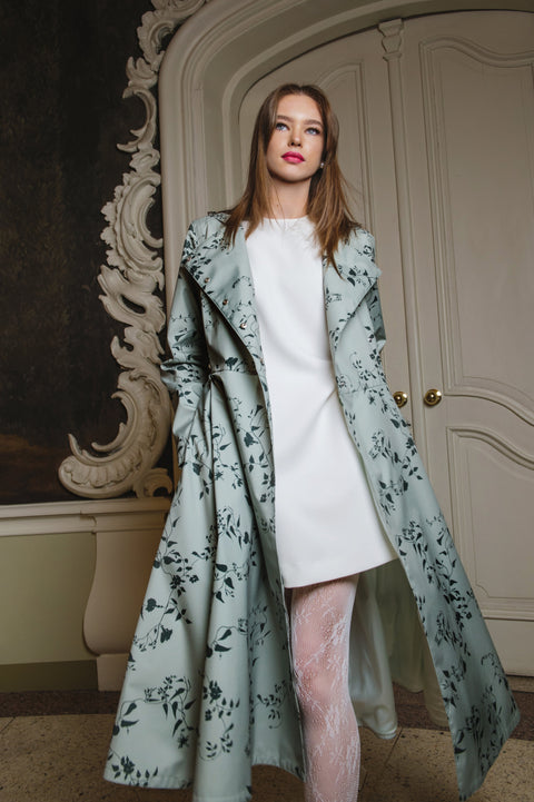 RainSisters | Double Breasted Trench Coat for Spring in Light Green 'Minty Meadow'