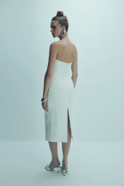 Nazli Ceren | Miora Crepe Midi Dress in Vanilla Ice
