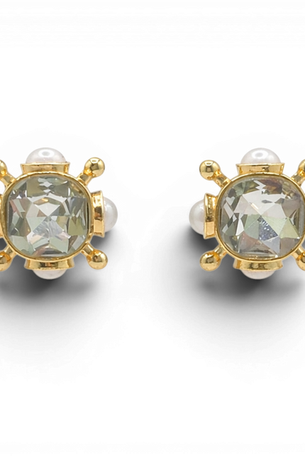Michael Nash Jewelry | Monica Crystal And Pearl Clip On Sputnik Earrings
