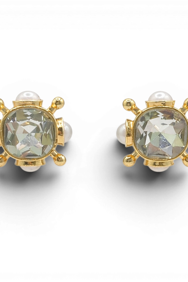 Michael Nash Jewelry | Monica Crystal And Pearl Clip On Sputnik Earrings